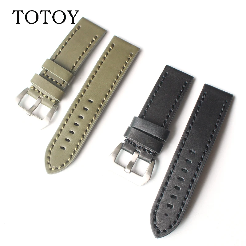 TOTOY мягкий кожаный ремешок черный желтый 22mm24mm26mm комплекс 4 цвет грубой подходит