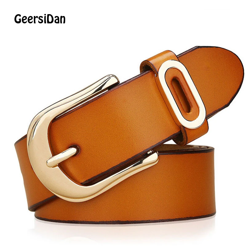 

2018 Fashion top quality Genuine Leather women belt Designer Brand luxury pin buckle belts for women black ceinture femme