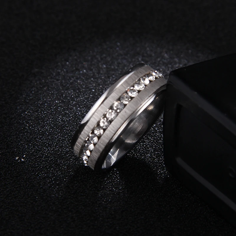 Новое поступление, кольцо из нержавеющей стали 316L с кристаллами, модные стальные кольца, набор для женщин, обручальное кольцо, ювелирное изделие
