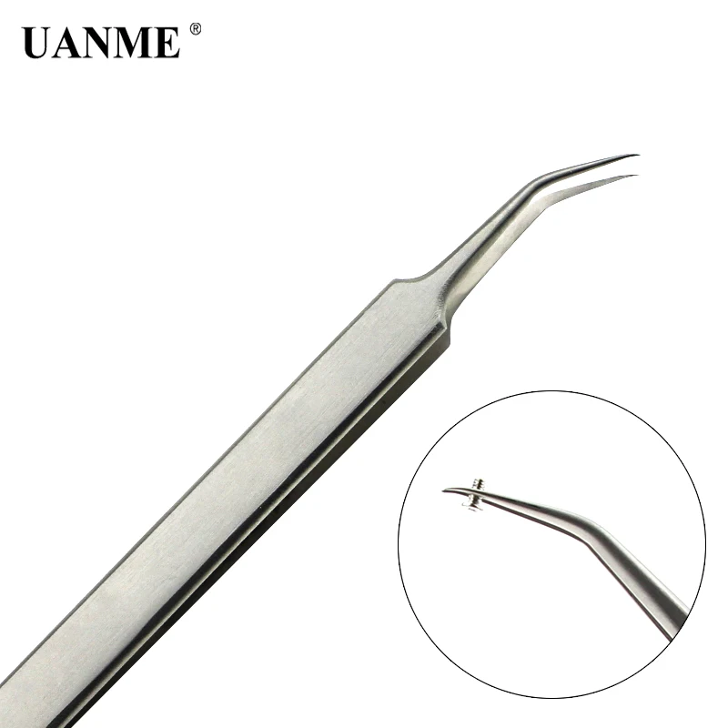 UANME Ultra Precision Tweezers Swiss Technology Stainless Steel Curved FlywireTweezers Pliers with Fine Tip Supper Sharp Needle