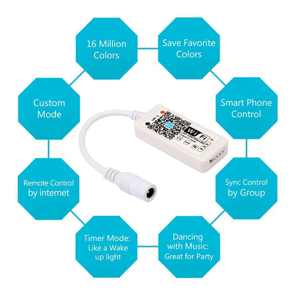 16 миллионов цветов Wifi RGB/RGBW led контроллер управление смартфоном Режим музыки и