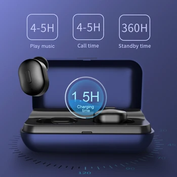 

T1 TWS Mini Bluetooth Earphone V5.0 Headset 3D Stereo Wireless Earbuds Sport Handsfree Earphones With Microphone Charging Box