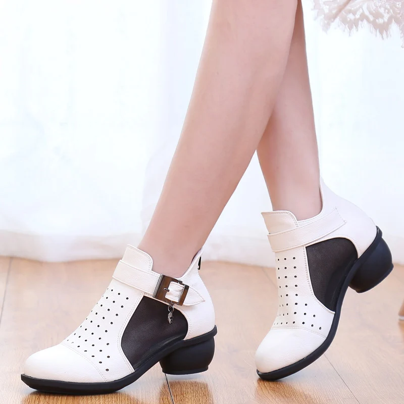 Square Square Dance Shoes Boots Woman Breathable Shoes Gauze Square