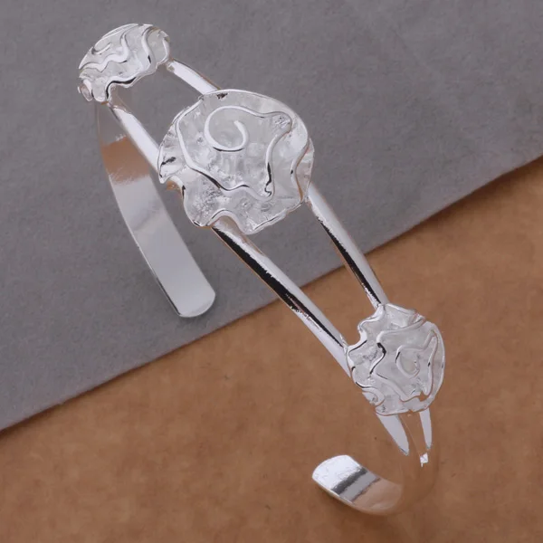 

AB079 Hot 925 sterling silver bangle bracelet, 925 silver fashion jewelry three rose /ahmaiyta akcajbja