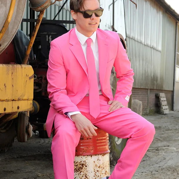 Latest Coat Pant Designs Hot Pink Men Suit Casual Style 2