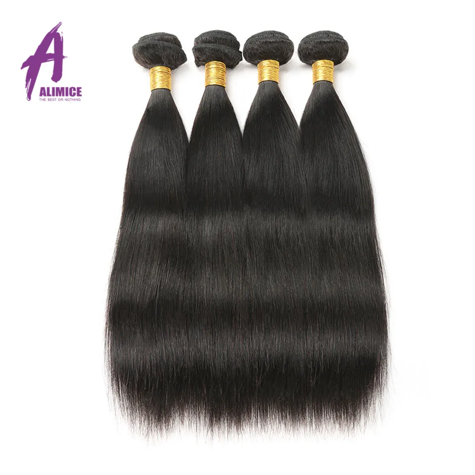 Alimice Brazilian Straight Hair Weave Bundles 100% Human Hair Bundles 8-30inch Natural Color 3Bundles Deal Remy Hair Extensions  (6)