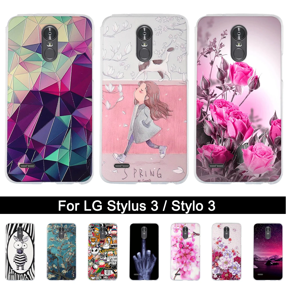ل LG ستايلس 3 حالة ترف Fundas العودة يغطي ل LG ستايلس 3 stylos 3 كوكه 3D Relif اللوحة حالات ل LG Stylus3 كابا أكياس