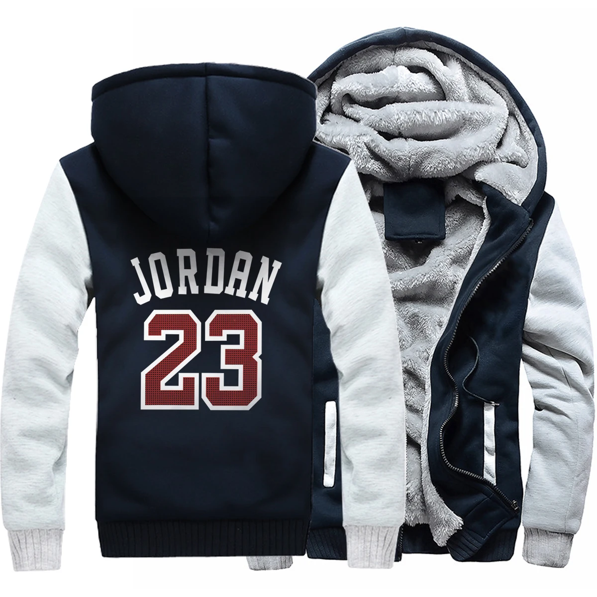 

2019 JORDAN 23 Men Fashion Trends NEW winter thick Fleece Warm Hoodie Fleece Zipper Coat Hoodies Men's print Sweatshirt splice