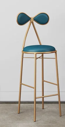 Барный стул-бабочка, туалетный столик, табурет 45 см/65 см/75 см, стул для отдыха, золотой табурет, современный обеденный стул - Цвет: 75cm blue cushion