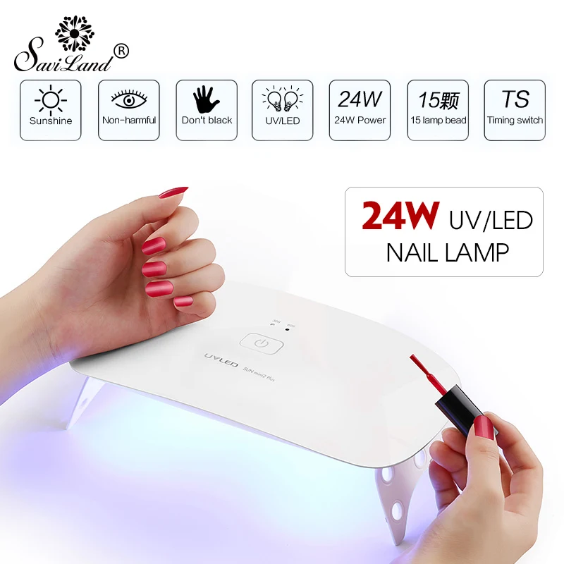 

Saviland 24W UV Nail Lamp for UV Gel LED Gel Nail Machine Nail Dryer Infrared Sensor Timer Set Prime Gift Mini USB Lamp