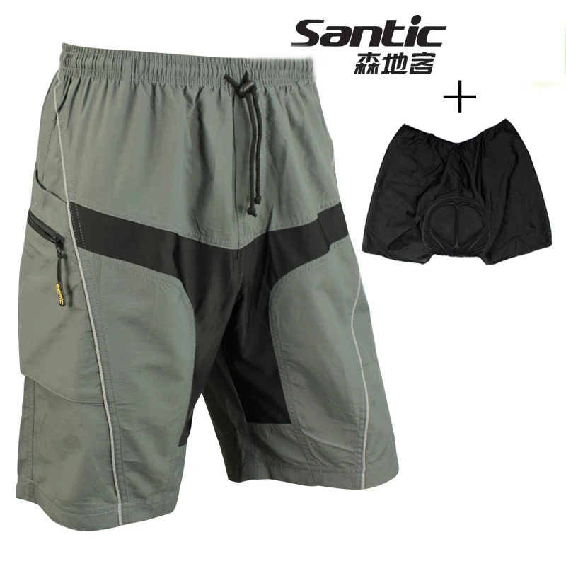 

Santic Men Cycling Shorts Bike Bicycle MTB Shorts Loose Mountain Bike Short Downhill Plus Size Anti-sweat Polyester Grey 50
