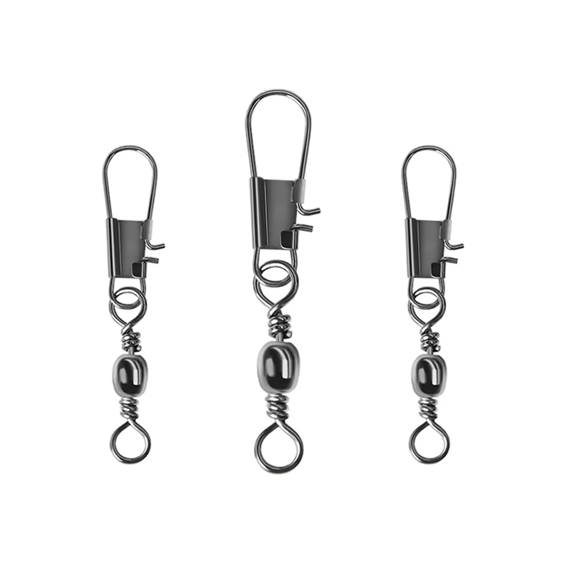 

100PCS 1# 2# 4# 6# 7# 8#10#12# 14# Interlock Snap Ball Bearing Swivel Rolling Solid Rings Fishing Connector Boat Fishing Hooks