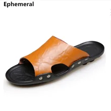 Мужская обувь; Летние сандалии; шлепанцы; пляжные шлепанцы на плоской подошве с пряжкой; нескользящие туфли на шпильке; цвет желтый, черный; большие размеры 48, 38; удобная обувь; 18