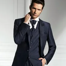 Черный One Button Нотч мужской костюм классический Для мужчин костюмы Tailor Made Fashion3 штук свадебные смокинги(пальто+ штаны+ жилет+ галстук