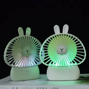 

Mini Portable Bunny Handheld Fan USB Charging Cooling Electric Fan with Lights for Home Office Desktop Outdoor Accessories