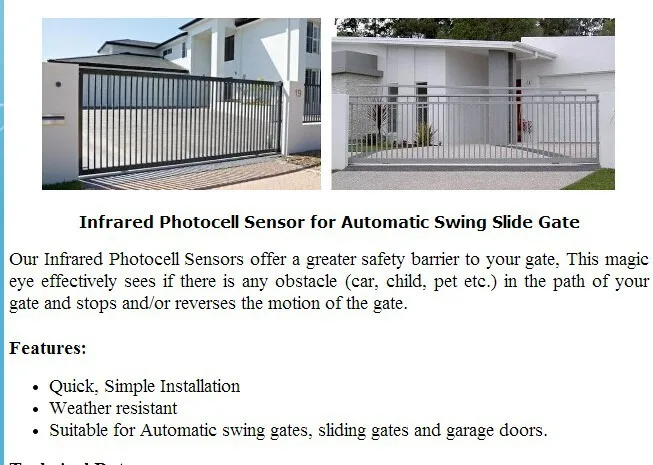 wireless alarm keypad 10m to 15m Automated Gate Safe Infrared Detector Sensor/ Swing /Sliding/Garage Gate / Door Safety Infrared Photocells touch screen keypad for alarm system