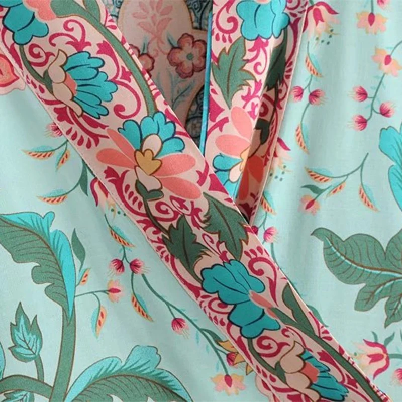 Boho Chic Summer Short Tops Vintage Peacock Floral Print Kimono Women 2019 Fashion Batwing Sleeve Beach Shirt Blouse Blusa Mujer
