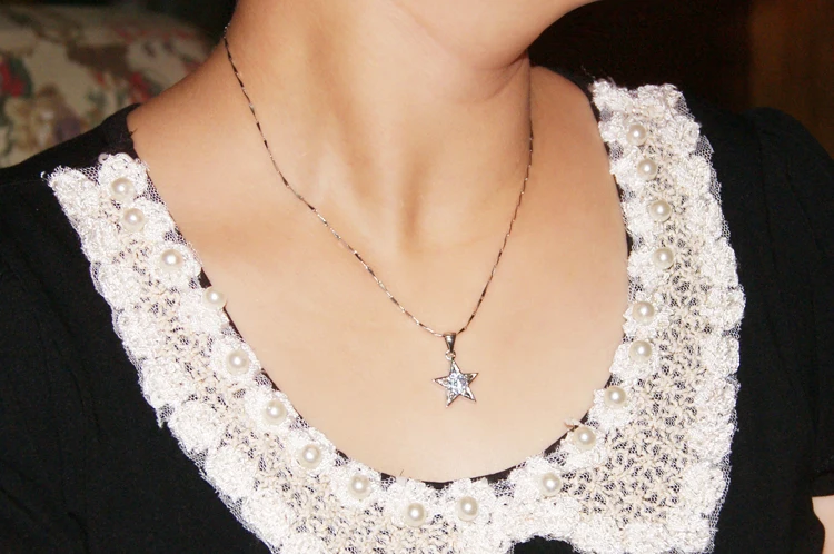Женское ожерелье из серебра 925 пробы с цирконом|necklace silver necklace|silver pendant necklacestar |