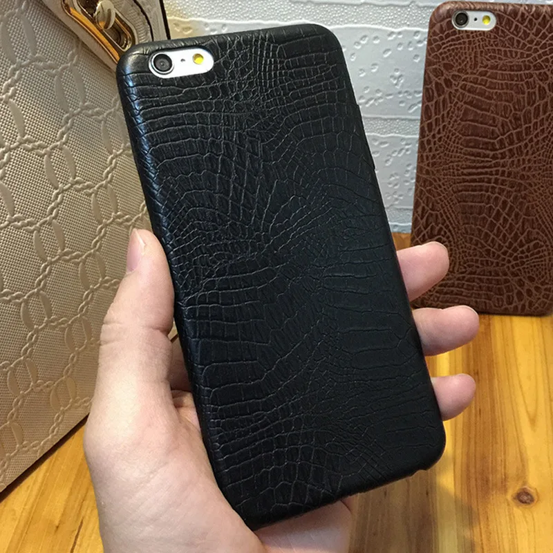 

For Iphone X 6 6s 7 8 Plus Case Leather Croco Grain Style Luxury Cover Skin Thin Full Protector Man Slim Cases Back Protective