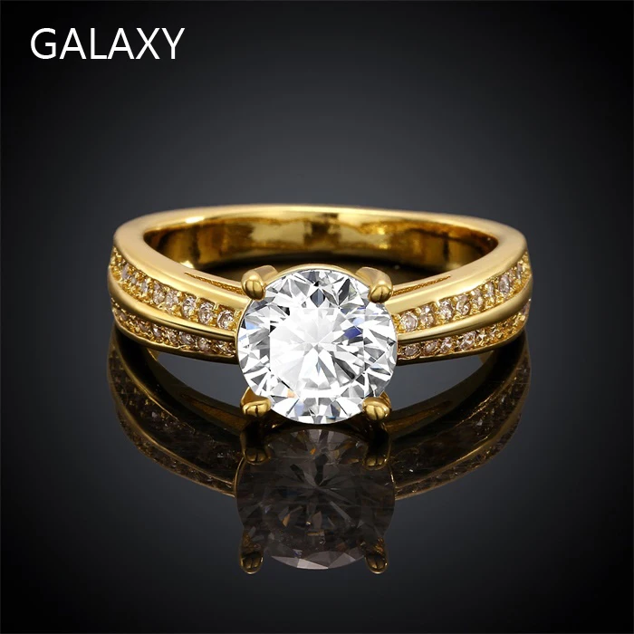 YHAMNI New Fashion Real 24K Yellow Gold Filled Engagement Ring Arrows 2 Carat CZ Diamant Zircon Wedding Rings For Women YH548