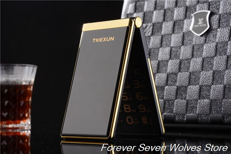 Original TKEXUN M2 Flip Metal Body Phone Dual Screen Big Battery Big Keyboard 3.0 Handwriting Screen Mobile Cellphone Clamshell