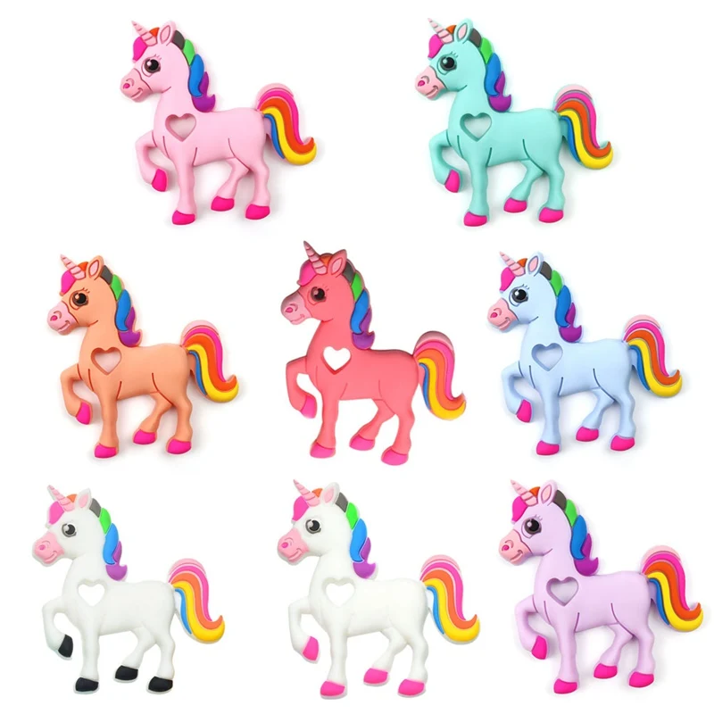 

Unicorn Silicone Teether Baby Teething Toy Pendant DIY Chew Necklace Nursing Tool Pendant Food Grade Silicone BPA Free