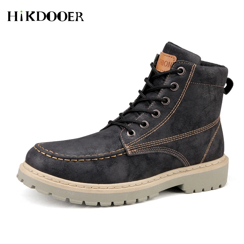

New Arrival Men Fashion High Top Boots Lace-up Round Toe Ankle Boots Top Quality Male Winter Martin shoes