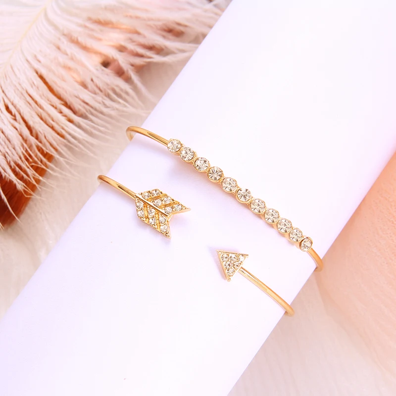 2-unids-set-pulsera-brazalete-Vintage-brazaletes-para-las-mujeres-de-Color-oro-abierto-flecha-anudada (2)