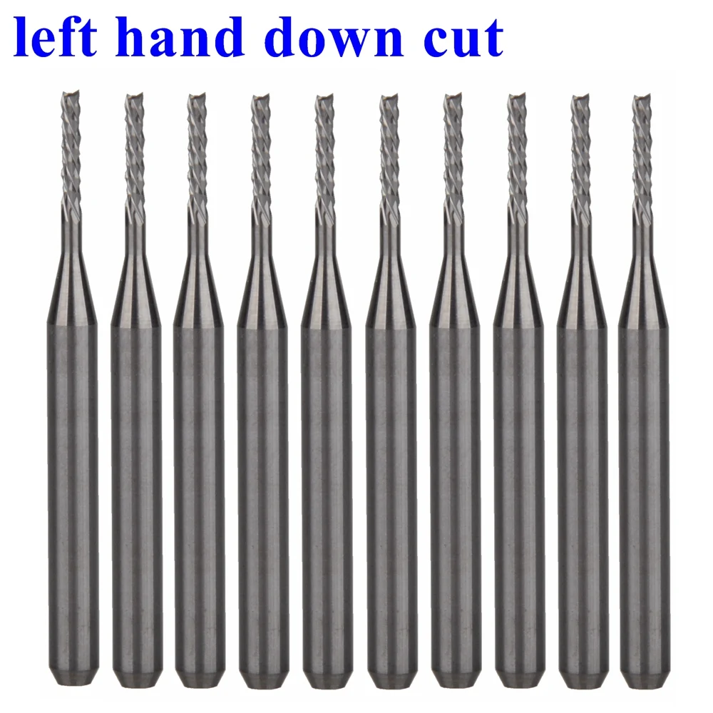 

10Pcs 3.175x1.2x7.0mm left hand down cut Corn Teeth Bit PCB Mill Cutter End Mill