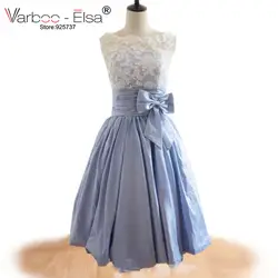 2018 заказ красивый голубой Подружкам невесты кружевные короткие мини нарядное платье тафта платья подружек невесты