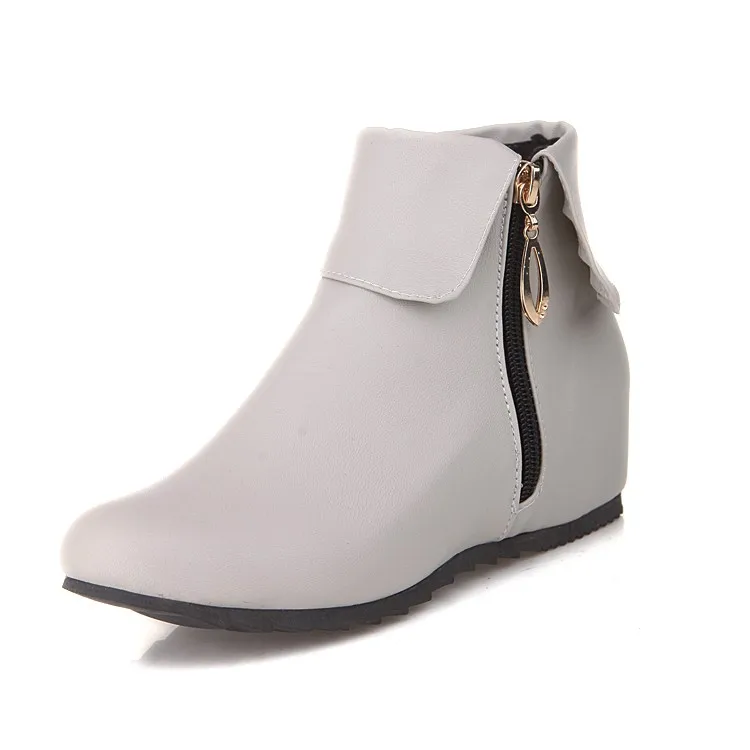 Г. Зимние ботинки женская обувь, большой размер 34-50,, новые модные женские ботинки, увеличивающие рост женские зимние ботильоны f4-1 - Цвет: Серый