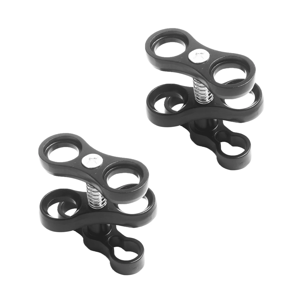 2 Pieces/Set Scuba Diving Lights Butterfly Clip Ball Joint Arm Connector Clamp Mount Black Underwater Sports Accessories