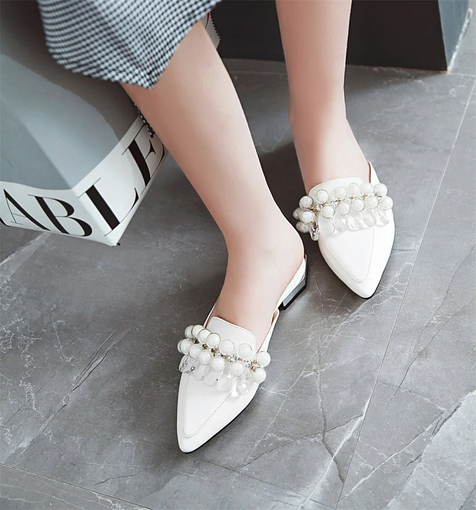 Г. летние модные женские шлепанцы обувь с острым носком красивые сандалии женская обувь Большие размеры 33-46