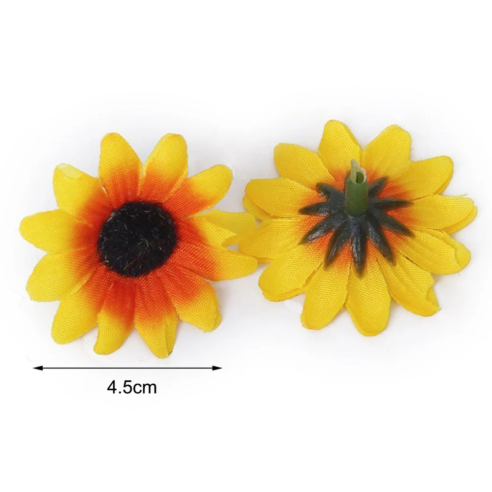 200pcs/set Lifelike Artificial Sunflower Flower Heads Silk Real Touch Fake Flowers Home Party Wedding Decorations Props