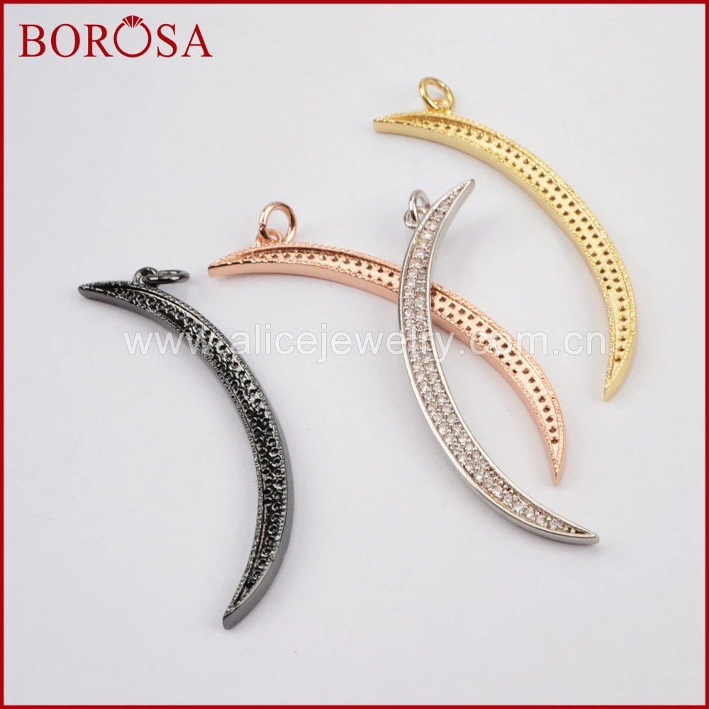 BOROSA 10 шт. длинный полумесяц Кристалл паве Подвеска для женщин CZ микро проложить