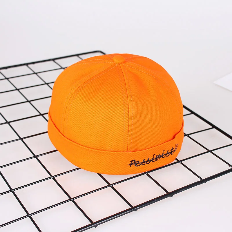 

Men Women Black Skull Sailor Worker Caps Korean Trend Rolled Cuff Retro Fashion Beanie Brimless Spring Autumn New Melon Hat