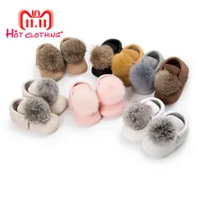 

Toddler Baby Boy Girl Shoes Pompon ball First Walkers Girls Shoes Soft Sole Crib Newborn Anti-Slip Moccasin Shoes