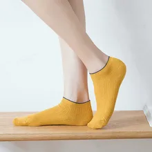 Новинка; однотонные короткие носки для отдыха; удобные дышащие Хлопковые женские короткие носки; Chaussettes