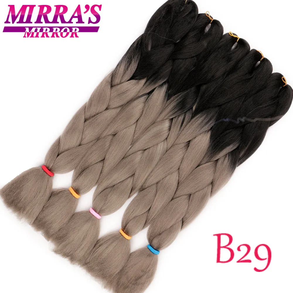Mirra's зеркальный Омбре плетение волос крючком волосы в стиле jumbo наращивание синтетические плетеные волосы синий блонд зеленый розовый косы - Цвет: # Серый