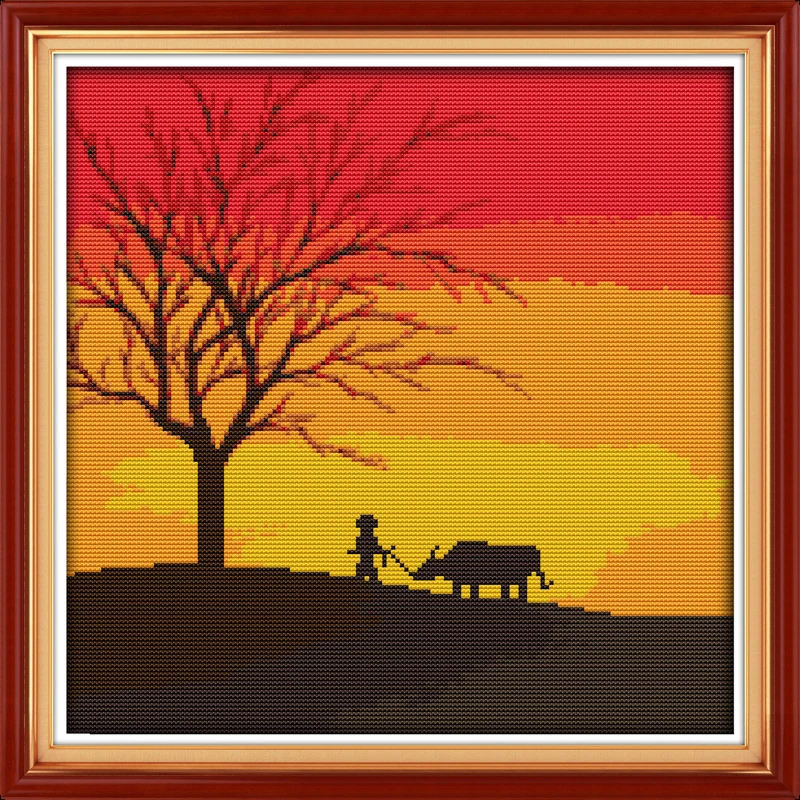 

Sunset, counted printed on fabric DMC 14CT 11CT Cross Stitch kits,embroidery needlework Sets, Home Decor