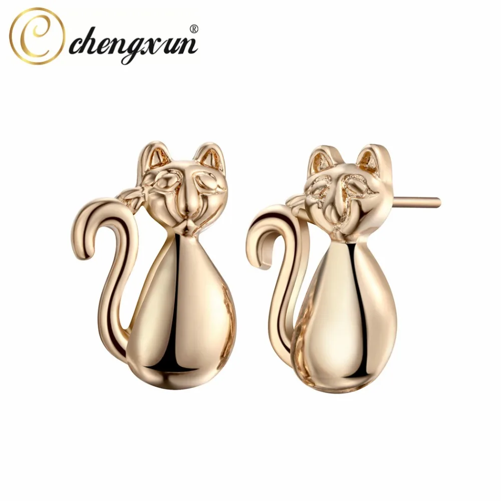 CHENGXUN/1 пара, серьги-гвоздики с 3D изображением кота для девочек-подростков, ювелирные изделия в виде животных, модные серьги в виде милого котенка Для Пирсинга Ушей, подарок для любимого питомца