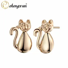 CHENGXUN/1 пара, серьги-гвоздики с 3D изображением кота для девочек-подростков, ювелирные изделия в виде животных, модные серьги в виде милого котенка Для Пирсинга Ушей, подарок для любимого питомца