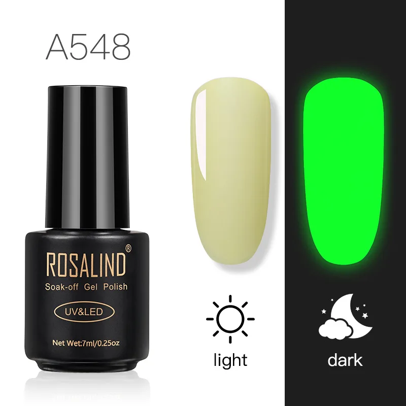 ROSALIND светящийся гель для ногтей УФ светодиодная база для ногтей светится в темноте Гель-лак для полировки 7 мл Гель-лак для ногтей TSLM1 - Цвет: A548