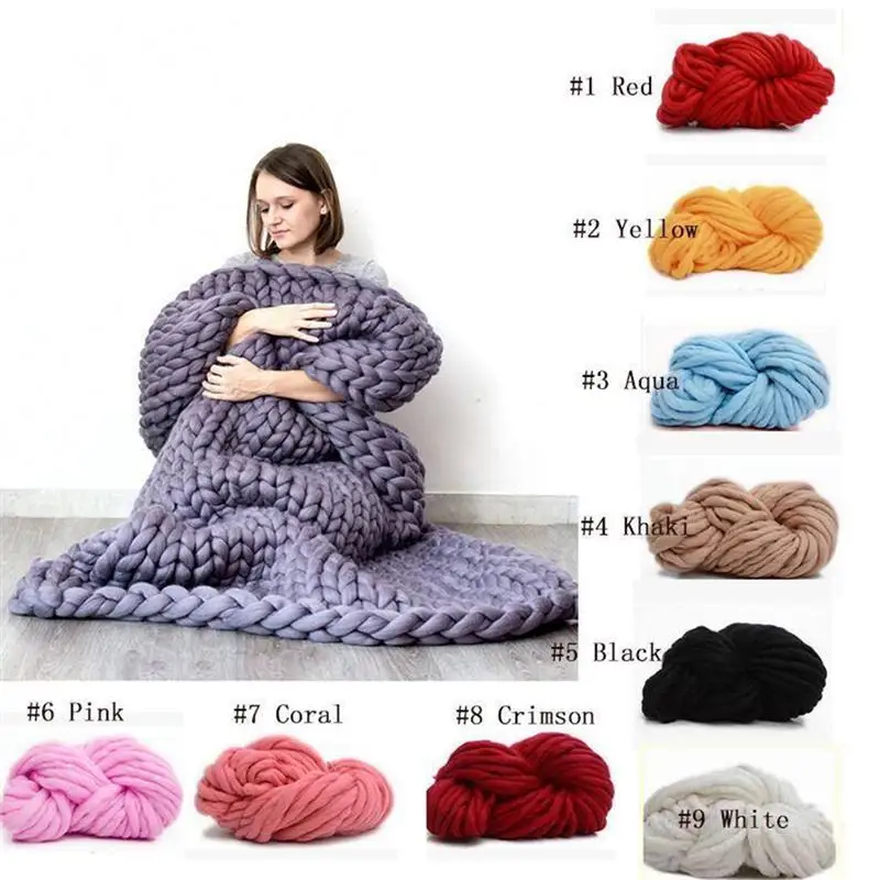 

Handmade Giant Chunky Wool Knit Throw Sofa Blanket Hand-woven Bulky Blanket Home Decor Mat Rug Gift