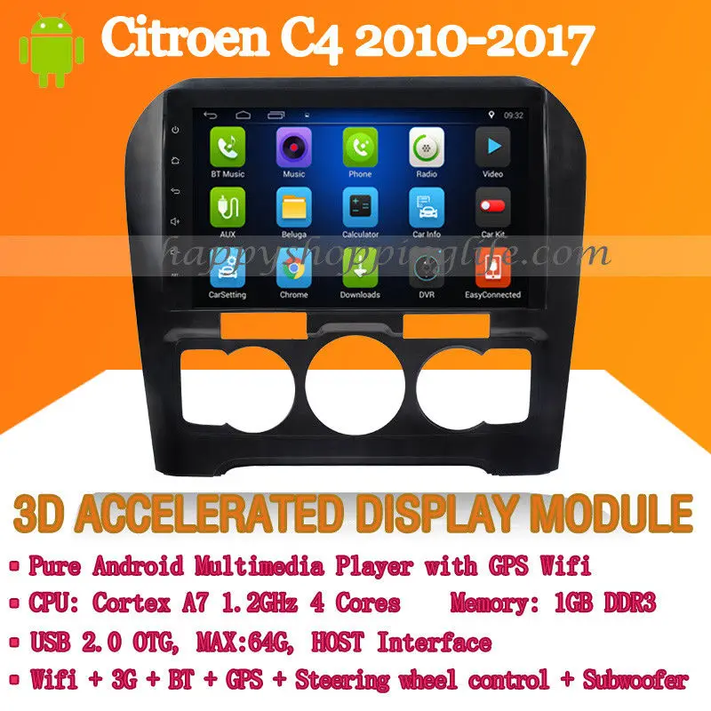 

9" Android 7.1 Car Multimedia Player for Citroen C4 2010-2017 DVD Auto radio Stereo GPS navigation Wifi 3G (No DVD Player)