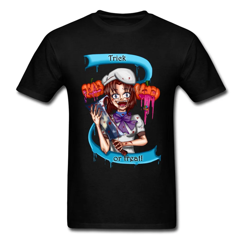 Trick or treat! Rena Ryuuguu Tops T Shirt Dominant O-Neck Group Short Sleeve 100% Cotton Men T Shirts Casual T Shirt Trick or treat! Rena Ryuuguu black