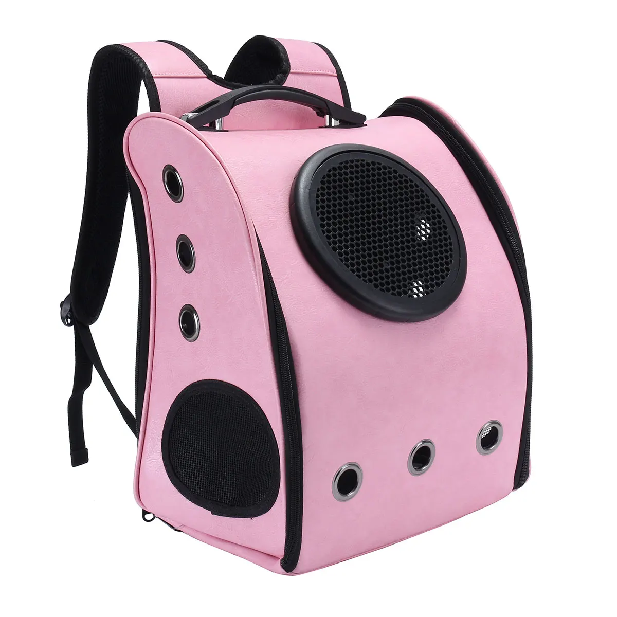 Pink Рюкзак для собак, кошек, питомцев из искусственной кожи, космонавта, космическая капсула, переносная сумка-переноска для путешествий с прозрачным дышащим чехлом - Цвет: Pink