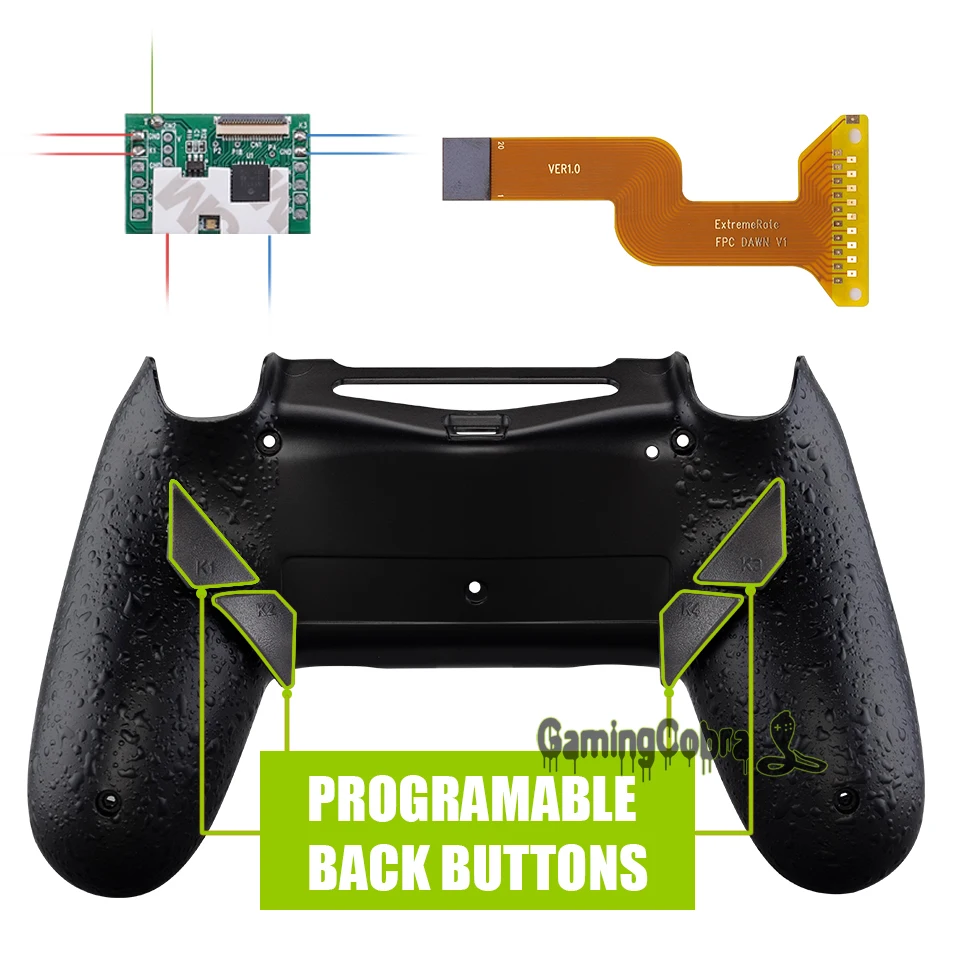 Goede Geweven Zwarte Dawn Programmeerbare Remap Kit voor PS4 Slanke Pro Controller JDM 040 050 055 w Custom terug Shell 4 Terug Knoppen