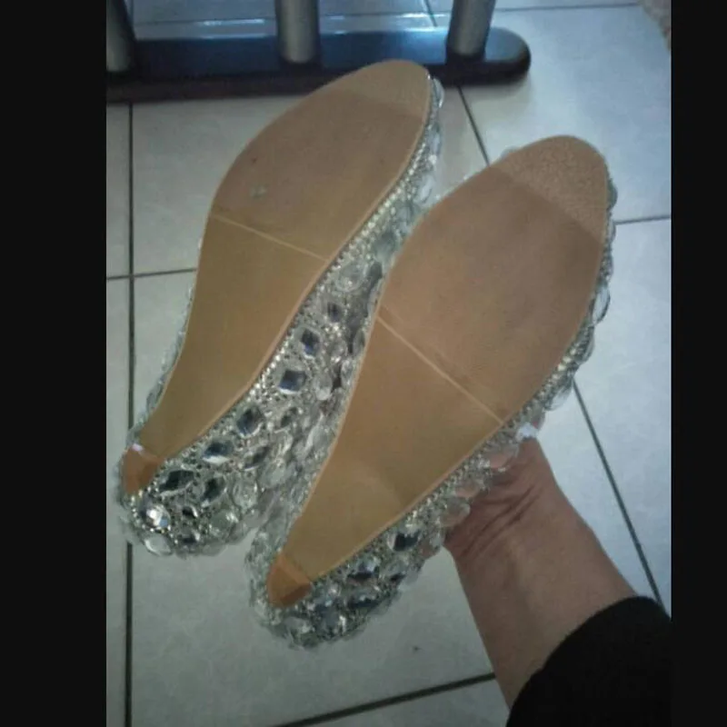 Туфли-лодочки; размер 34-44; обувь с кристаллами; женская обувь Золушки на каблуке для вечерней вечеринки; блестящая обувь с круглым носком на заказ; Серебристые свадебные туфли со стразами
