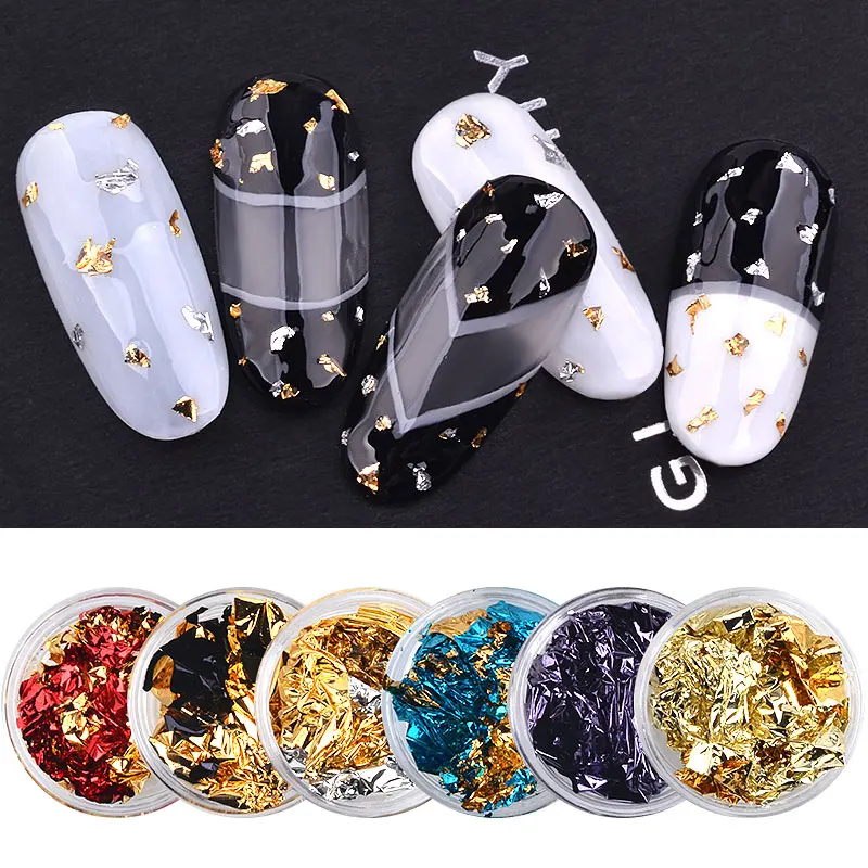 

1pc Colorful Nail Art Glitter Aluminum Foils Irregular Sticker Flakes Foil Paper Wraps Creative Decorations Manicure Accessories